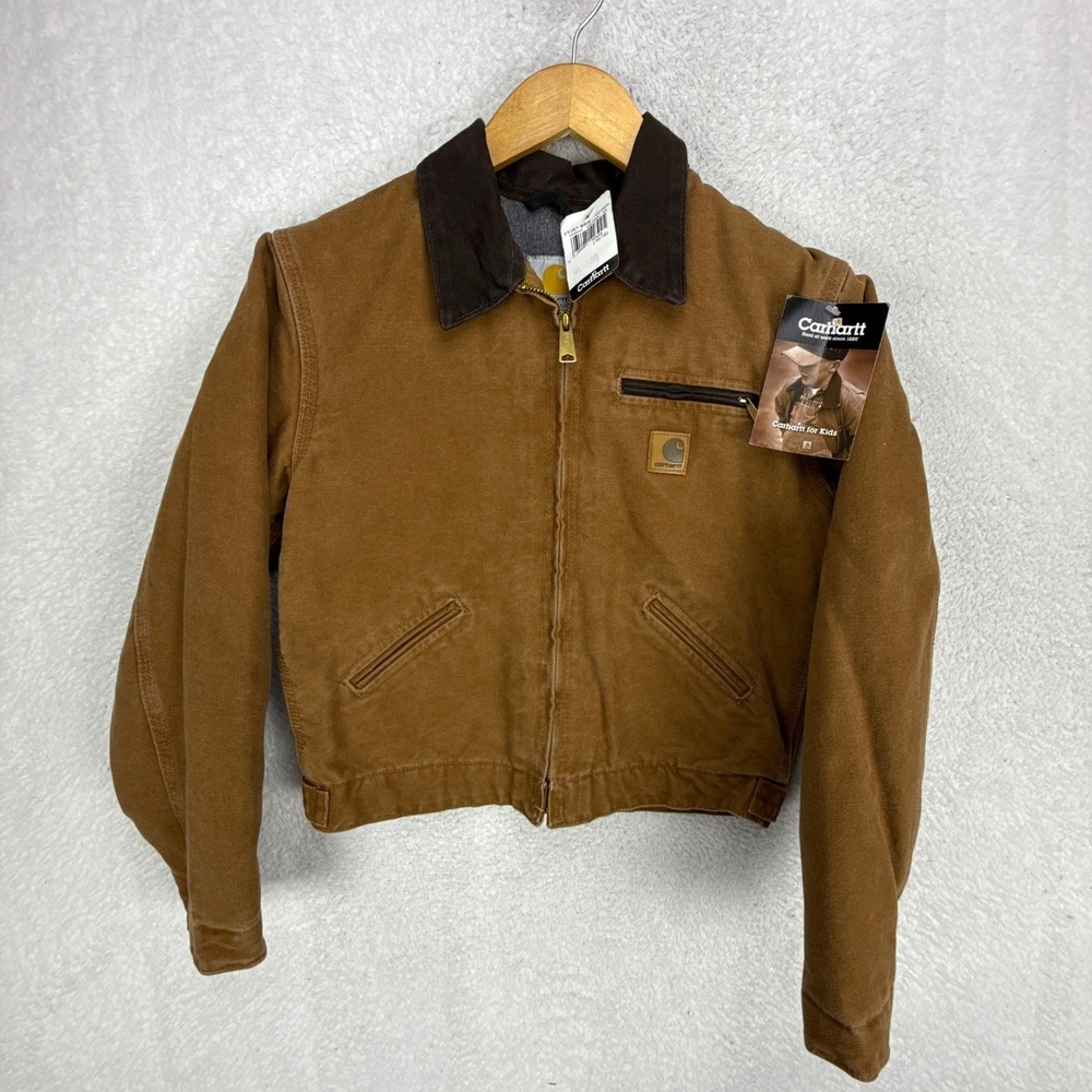 Carhartt Detroit Jacket Fleece Lined Youth Large (10/12) YYJ97 BRN Brown NWT NOS